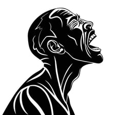 A person shouting while showing anguish or pain.