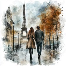 An illustration of a couple meeting discreetly in a romantic setting.