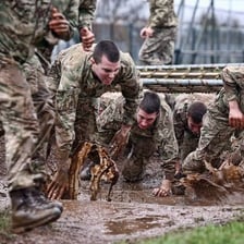 Special Air Service personnel during a military training exercise.