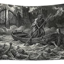An artistic depiction of Charon ferrying souls across the River Styx