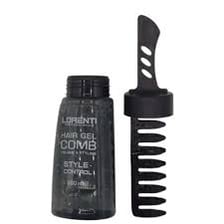 A container of hair-styling gel beside a comb.