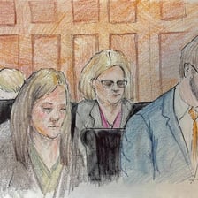 A courtroom scene representing the overturning of a verdict