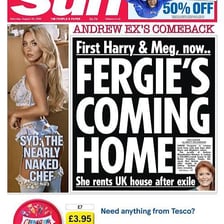 The Sun newspaper masthead shown alongside the visible sun.