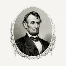 A historical portrait of United States President Abraham Lincoln.