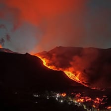 Mount Etna rising above the Sicilian landscape.