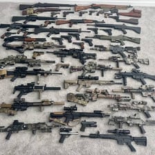 A collection of firearms illustrating the plural noun guns
