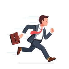 A person moving quickly in a hurry.