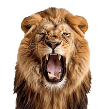 A visibly threatening wild animal roaring.
