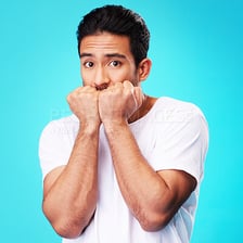 A person showing visible concern and anxiety.