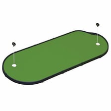 A golfer putting on a green while aiming for par