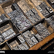 A traditional printing setup with arranged type