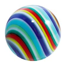 A small, round, coloured glass marble