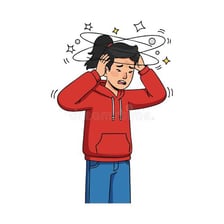A person showing the discomfort of feeling dizzy