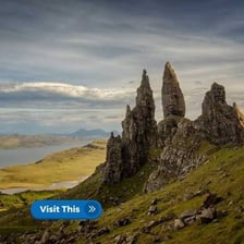 The rugged coastal landscape of the Isle of Skye.