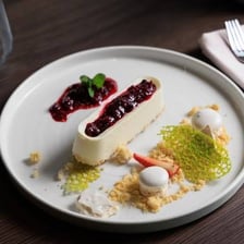 An attractively presented dessert designed to tempt the viewer.