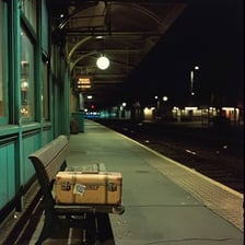 An object left behind on an otherwise empty platform.