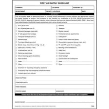 Checklist of supplies marked as necessary for a task
