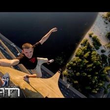A stunt performer carrying out a dangerous act.