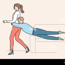 One person physically restraining another person from moving forward