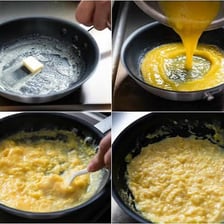 Eggs beside a frying pan used for making an omelette