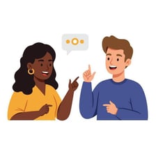 A person talking to someone in conversation