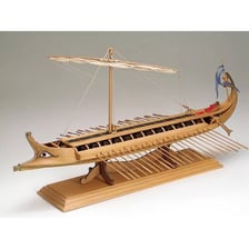 An illustration or reconstruction of an ancient bireme galley