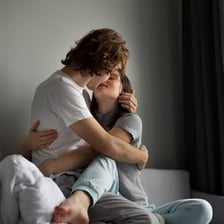 A couple embracing and kissing