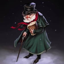 An illustration of Ebenezer Scrooge from A Christmas Carol.