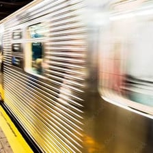 A train moving away from a station