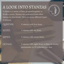 An open poetry book with lines arranged in stanzas