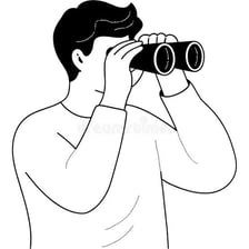 A person noticing something in the distance beside a small spot.
