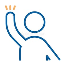 A person volunteering by raising a hand