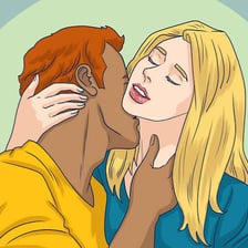 A person giving another person an affectionate kiss on the cheek