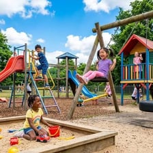 Children playing energetically in a park