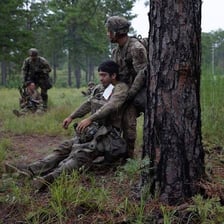 A person undergoing demanding training to become accustomed to hardship.