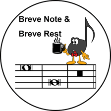 A breve shown in musical notation.