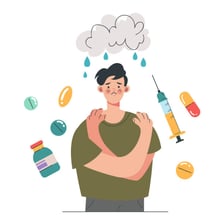Educational illustration depicting the effects of being high on drugs