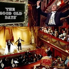 A theatrical comedy performance with bawdy humour