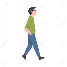 A person shown taking a single walking step