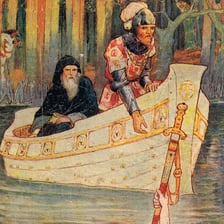 An artistic depiction of Merlin as a wizard in Arthurian legend