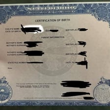 A document recording a person’s original or birth name.