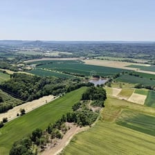 An aerial view of a measured parcel of farmland.