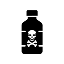 A poison bottle marked with a deadly hazard warning