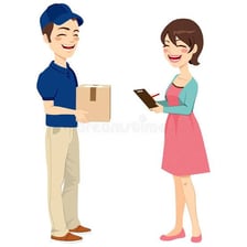 One person receiving a package from another.