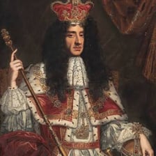 A formal portrait of a crowned monarch