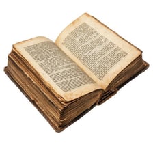 An open old book representing literary archaic language