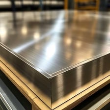 A smooth polished metal surface reflecting light