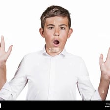 A person showing a strongly surprised or astonished expression.