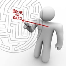 A symbolic scene representing the breaking of a rule.