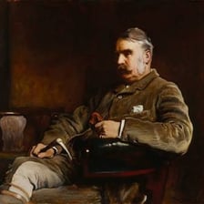 A portrait of British librettist W. S. Gilbert.